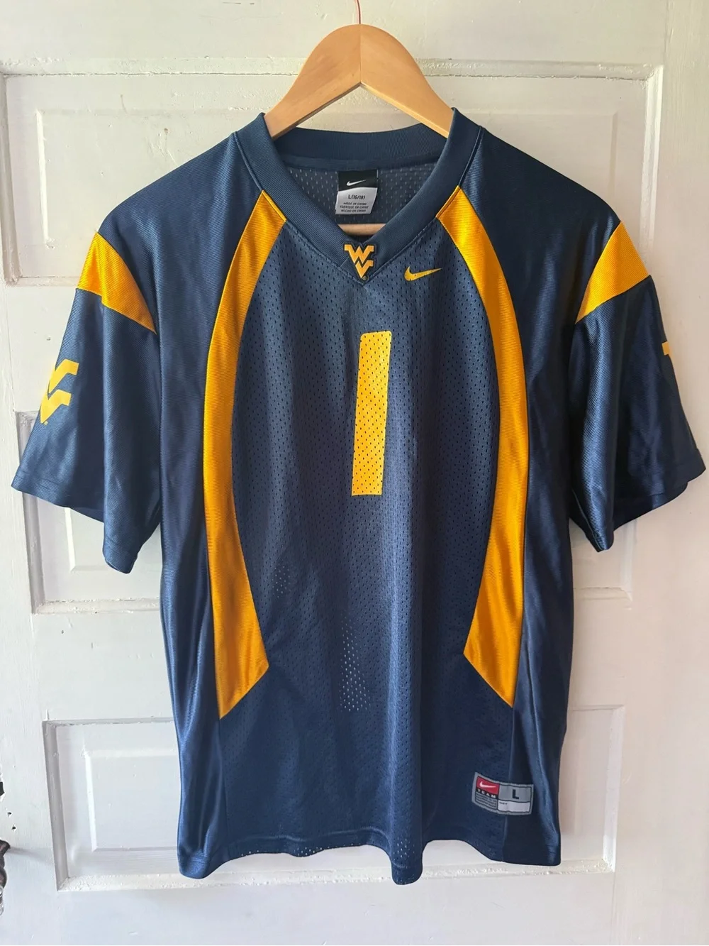 Nike Kid’s WVU Mountaineers Navy and Gold Football Jersey